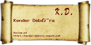 Kender Debóra névjegykártya